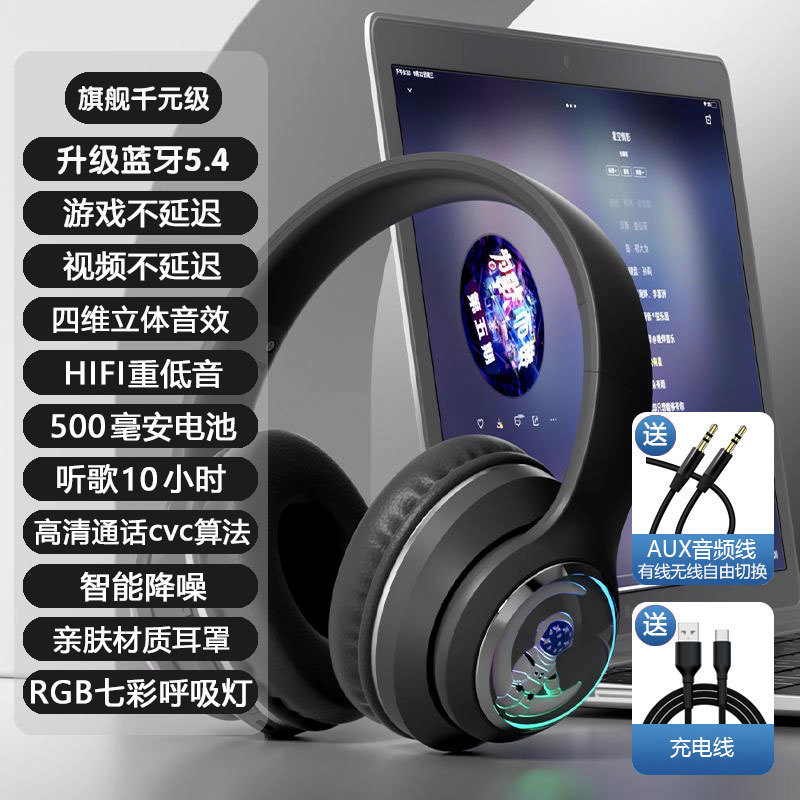 新しいデュアルモードゲーム専用 Bluetooth ヘッドセットヘッドマウント折りたたみ式 e スポーツガールピンク漫画グラデーションカラー|undefined