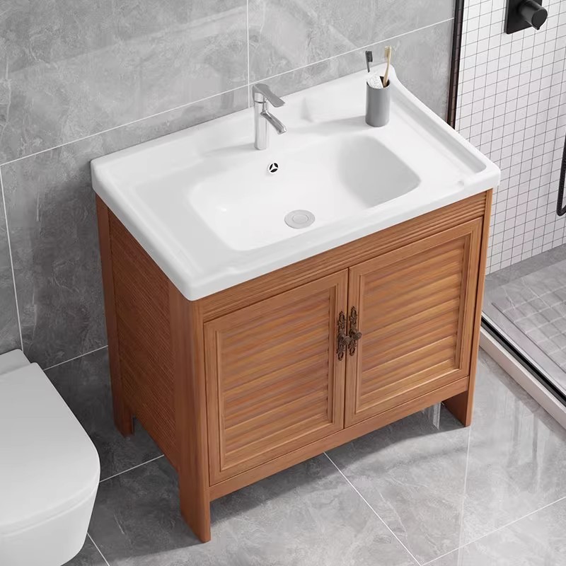 Small Apartment Space Aluminum Floor-Standing Bathroom Cabinet Combination Washbasin Bathroom Washbasin Balcony Integrated Washbasin