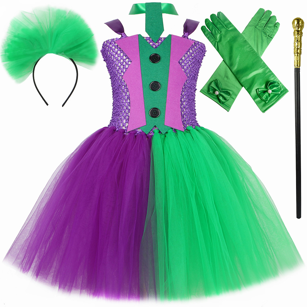 Abbigliamento per bambini Costumi per bambini di Halloween Il cavaliere oscuro Heath Ledger Batman Il Joker Gonna in tulle a rete per bambine_voghion.com