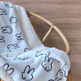 秋冬ins加厚毛绒兔子软绵毛毯宿舍午休沙发毯办公室披肩盖被毯jω