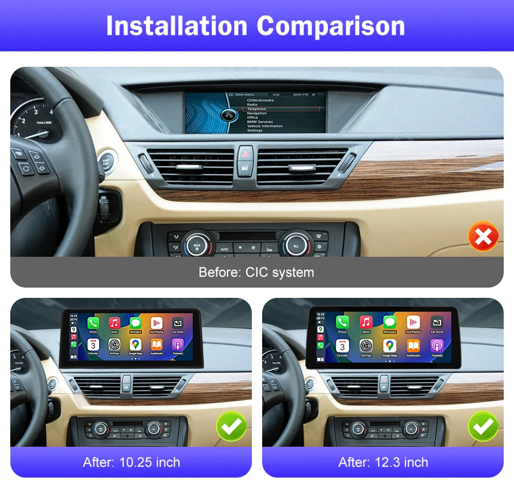 10.25''12.3'' Car Navigation System Suitable for 09-15 Bmw X1 E84 Cic/No Screen Central Control