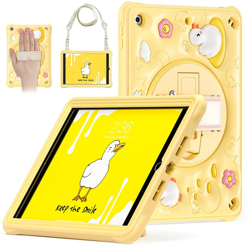 Carto Duck Suitable for iPad 10 Generation Tablet Case Rotating Bracket Drop-resistant Cute Soft Soft Case Protective Case