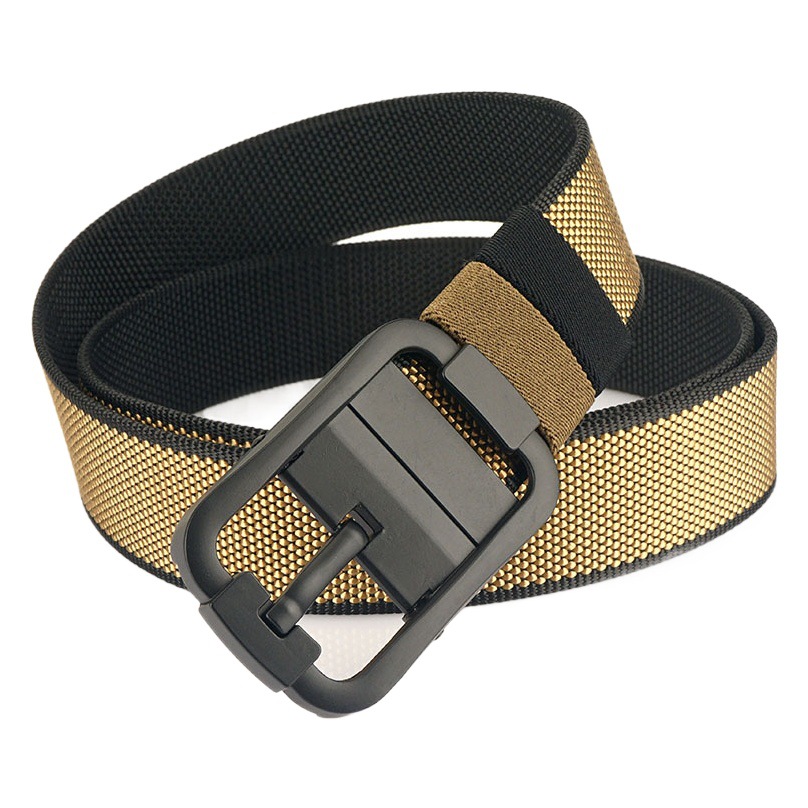 [Doble cara de doble uso] Nueva hebilla giratoria de cinturón de nylon de dos colores para hombres casual simple correa de pantalones de lona tejida