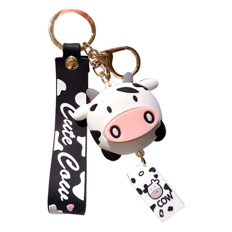 Estilo coreano creativo nueva historieta Linda vaca llavero colgante bolsa de coche adornos Año del Buey pequeño regalo al por mayor
