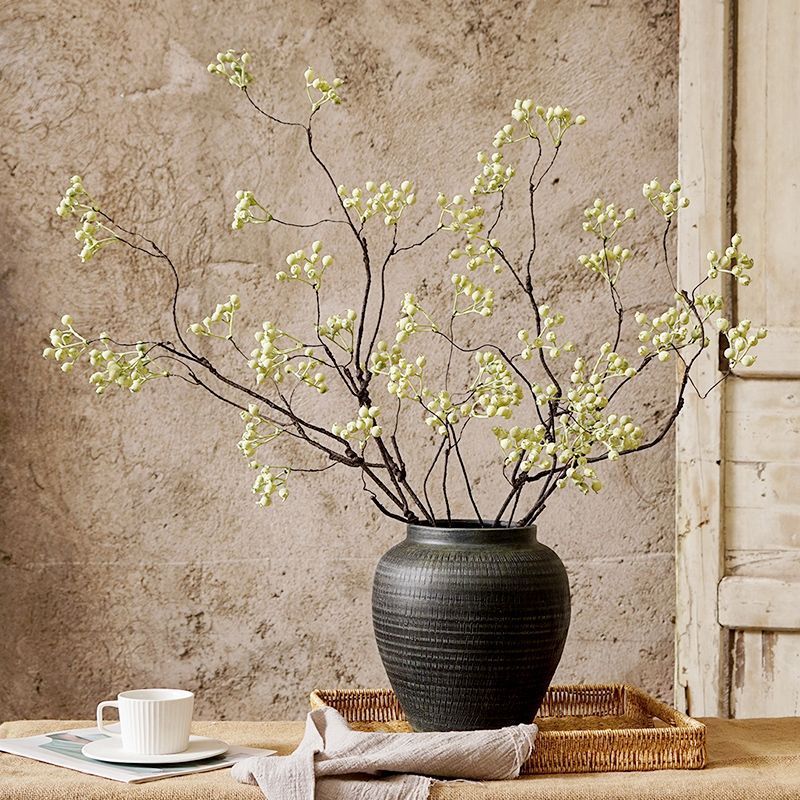 马桑果花假花绿植摆设侘寂风干花逼真客厅感摆件山归来