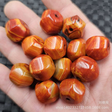 战国红玛瑙六棱珠玉石散珠橘红色玛瑙多棱路路通桶珠饰品配件珠子