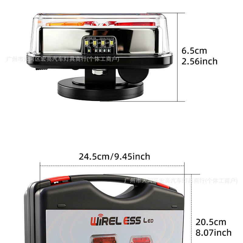 Cross-Border New Model Trailer Truck Tail Light Led Brake Signal Warning Light with Magnet Red and Yellow Dual-Color Tail Light