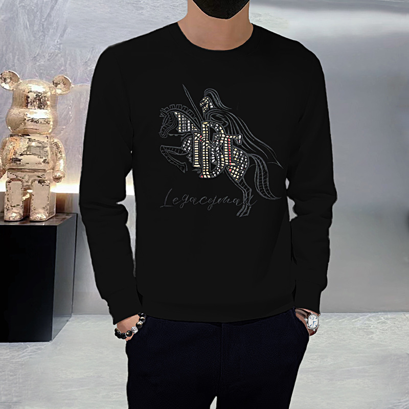 maglione da uomo ricamo stazione cavallo manica lunga camicia girocollo da uomo personalità moda autunno nuovo stile t-shirt_voghion.com