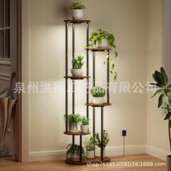 鉄と木のフラワーシェルフ屋内家庭用床置き多層鉢植えラックリビングルームバルコニー多目的植物スタンド