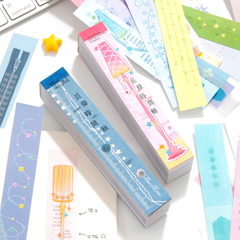 Xinmo Long Strip Sticky Notes Timeline Series Dual Material Large Capacity Sticky Notes for Marking Student Reading DIY Sticky Note Pad Xinmo Long Strip Sticky Notes Timeline Series Dual Material Large Capacity Sticky Notes for Marking Student Reading DIY Sticky Note Pad