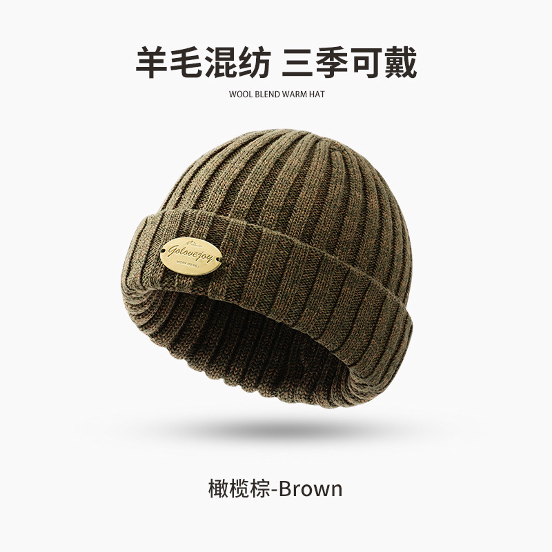 Sombrero de punto simple de moda para hombres y mujeres otoño e invierno 45% lana cálido sombrero frío a prueba de viento protección del oído sombrero de lana anti-Pilling