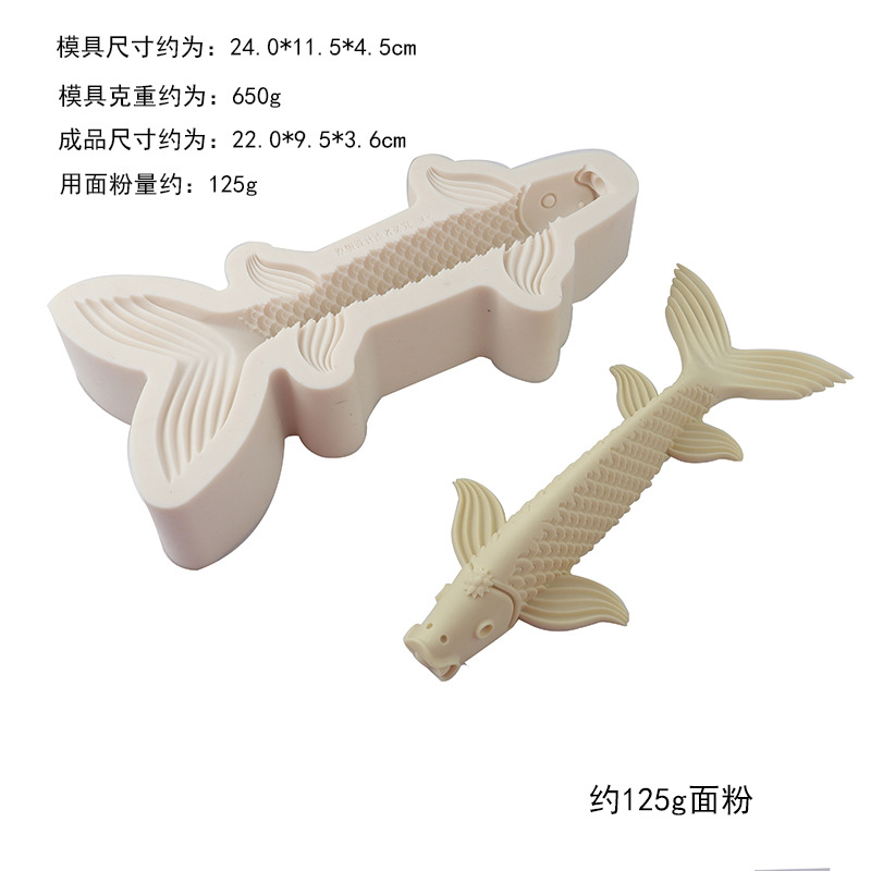 Patrón pasta pastelería molde de silicona tridimensional koi pescado flor pastel al vapor pan molde cumpleaños pastel decoración pescado molde