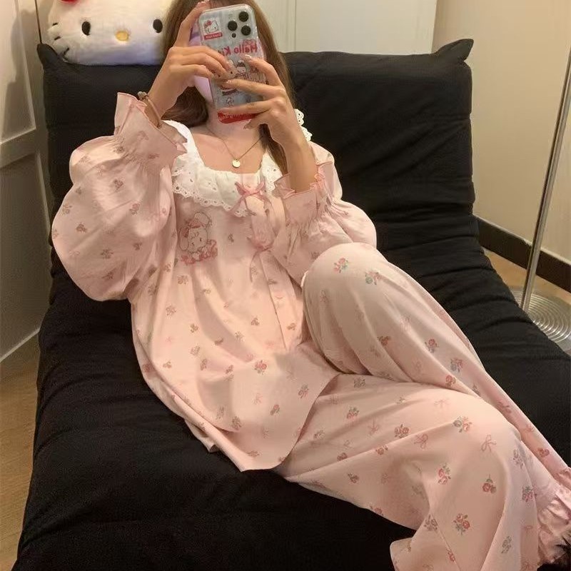 超萌卡通米科猫睡衣女春秋季长袖长裤ins风套装美少女休闲家居服|undefined