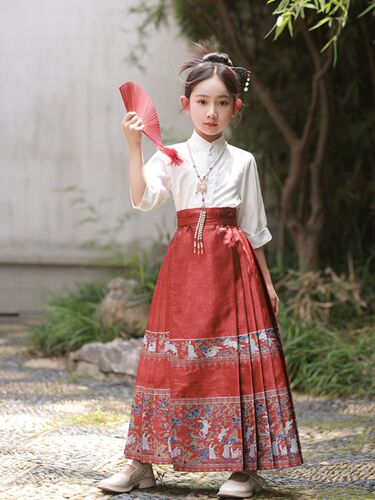 Children's Mamian Skirt Girl's Hanfu Ming Style Literary Retro Chinese Style Improved Tang Suit Embroidered Hanfu Set New Arrival