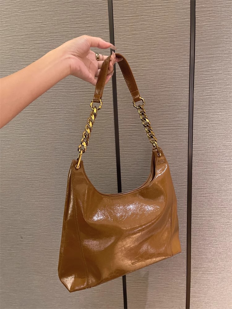 Túi tote nữ cỡ lớn đi làm phong cách retro đeo chéo vai nách — Màu đen, Màu nâu, Màu cà phê, Màu đỏ rượu chi tiết 13