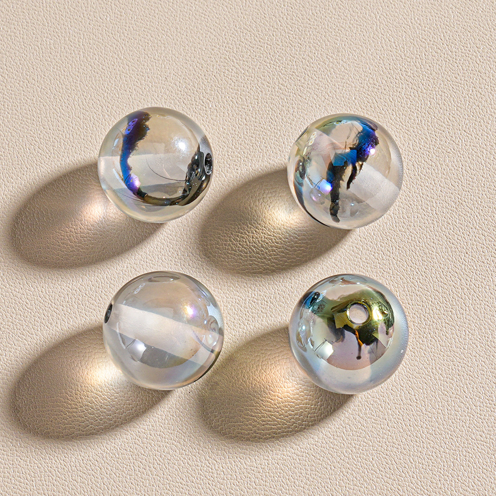 20 nubes transparentes, cuentas redondas, estilo nacional, color de tinta, bricolaje, cadena de teléfono móvil, llavero, bolígrafo, accesorios de cuentas sueltas de resina