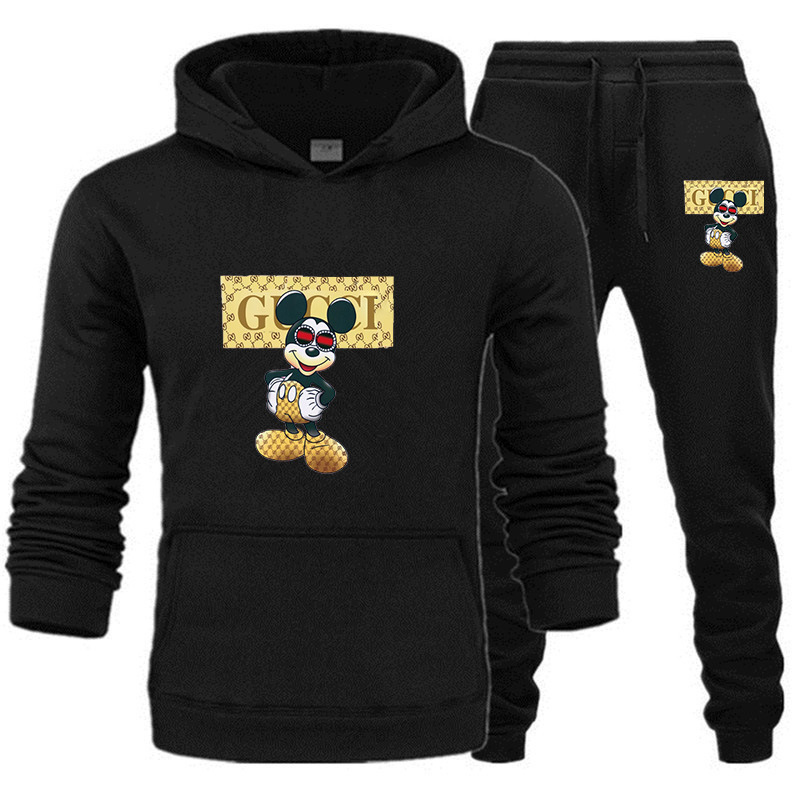 2024 Cross-border New Men's Casual Sports Sweater suit Fashion Printed Pullover American Hoodie Men's