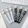 Morning Stick, cute shape Ten color round bead pen, cartoon teddy bear color press, oil pen student handbook pen