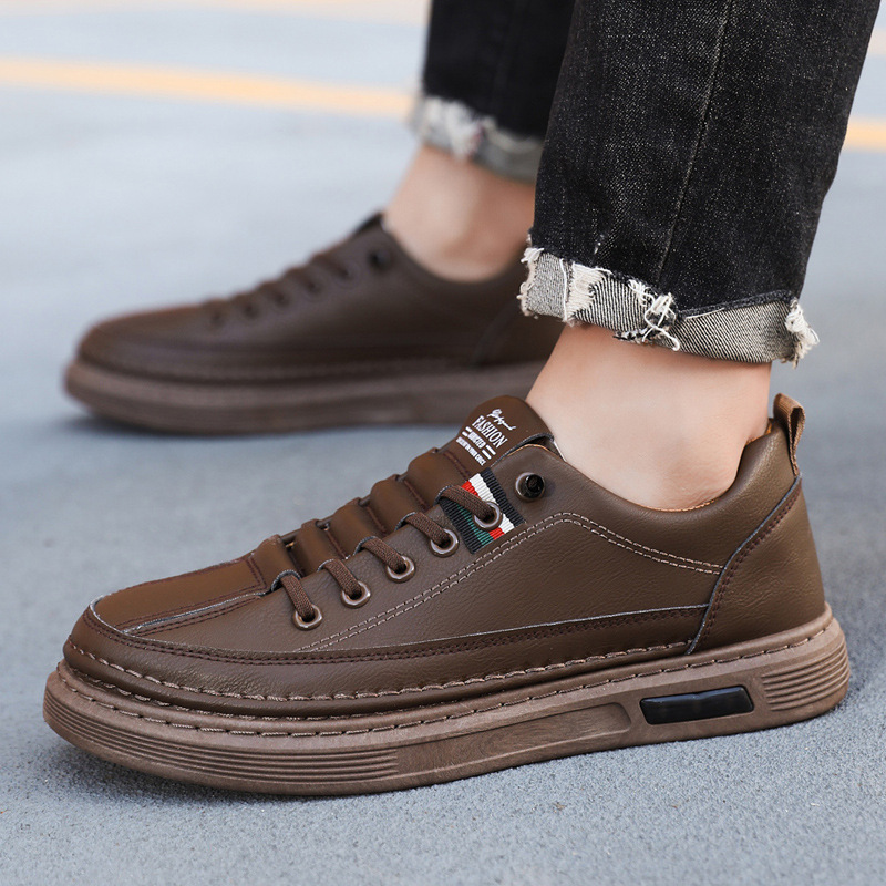 Men's shoes new trendy versatile 2023 spring genuine leather soft bottom breathable business casual leather shoes men's casual shoes board shoes