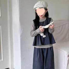 女童春秋冬韩版中大童套装2025新款女宝宝洋气马甲时髦裤子三件套