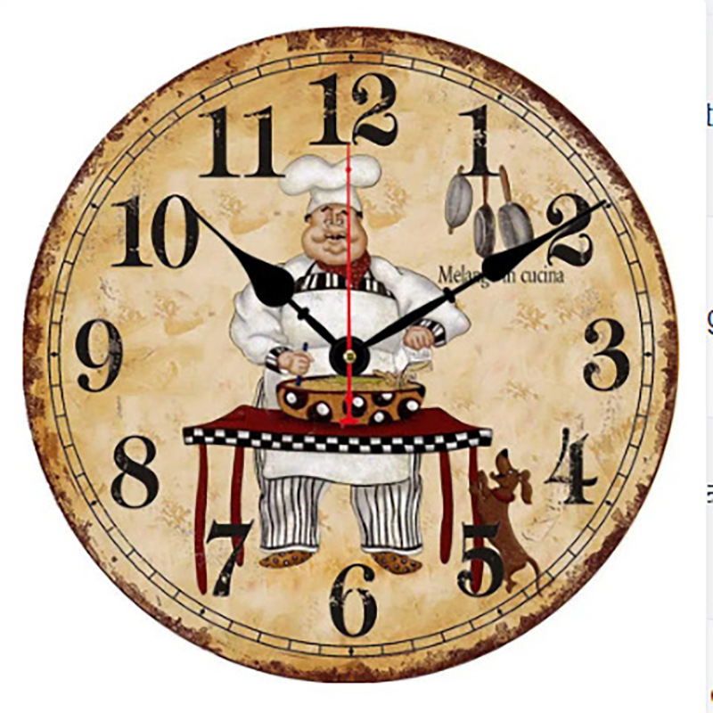 Cross-Border Amazon Retro American Wall Clock Home Living Room Kitchen Study Balcony Decoration Wall Dial Clock Batch