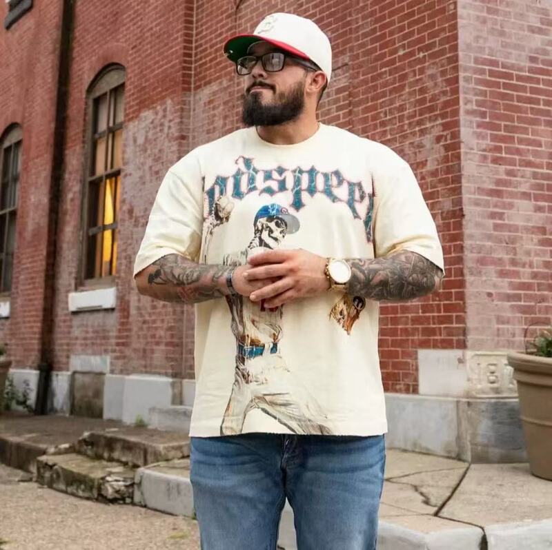 25Ss New American Trendy Brand Godspd High-Quality Rock Band Basketball Short-Sleeved T-Shirt for Men and Women