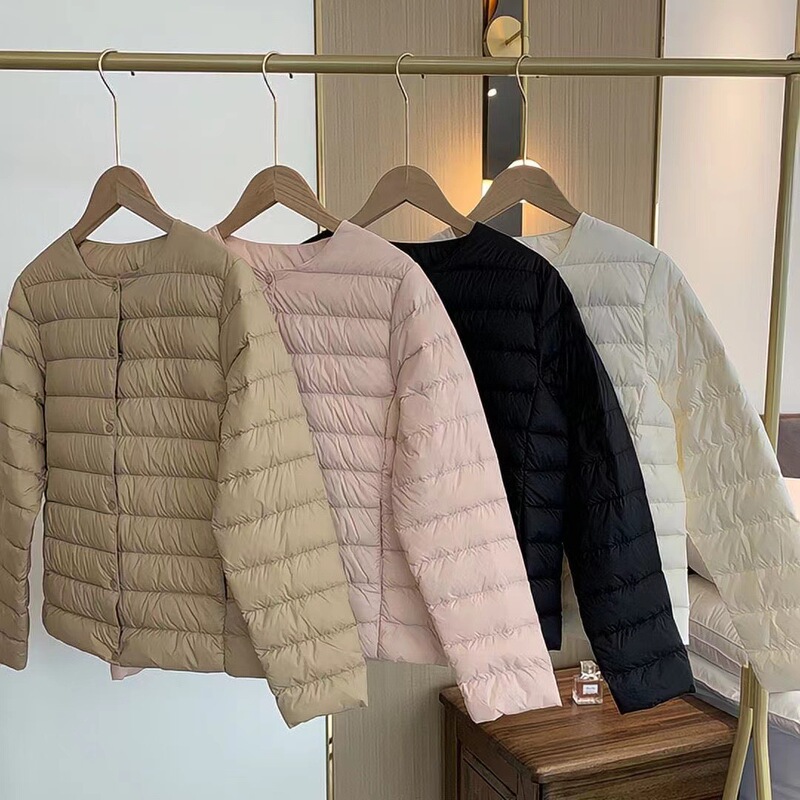 Layered Inner and Outer Wear, down Cotton Jacket, Round Neck Lining, Same Color Hemming, Lightweight V Neck Cold-Proof Jacket, Versatile Inner Wear