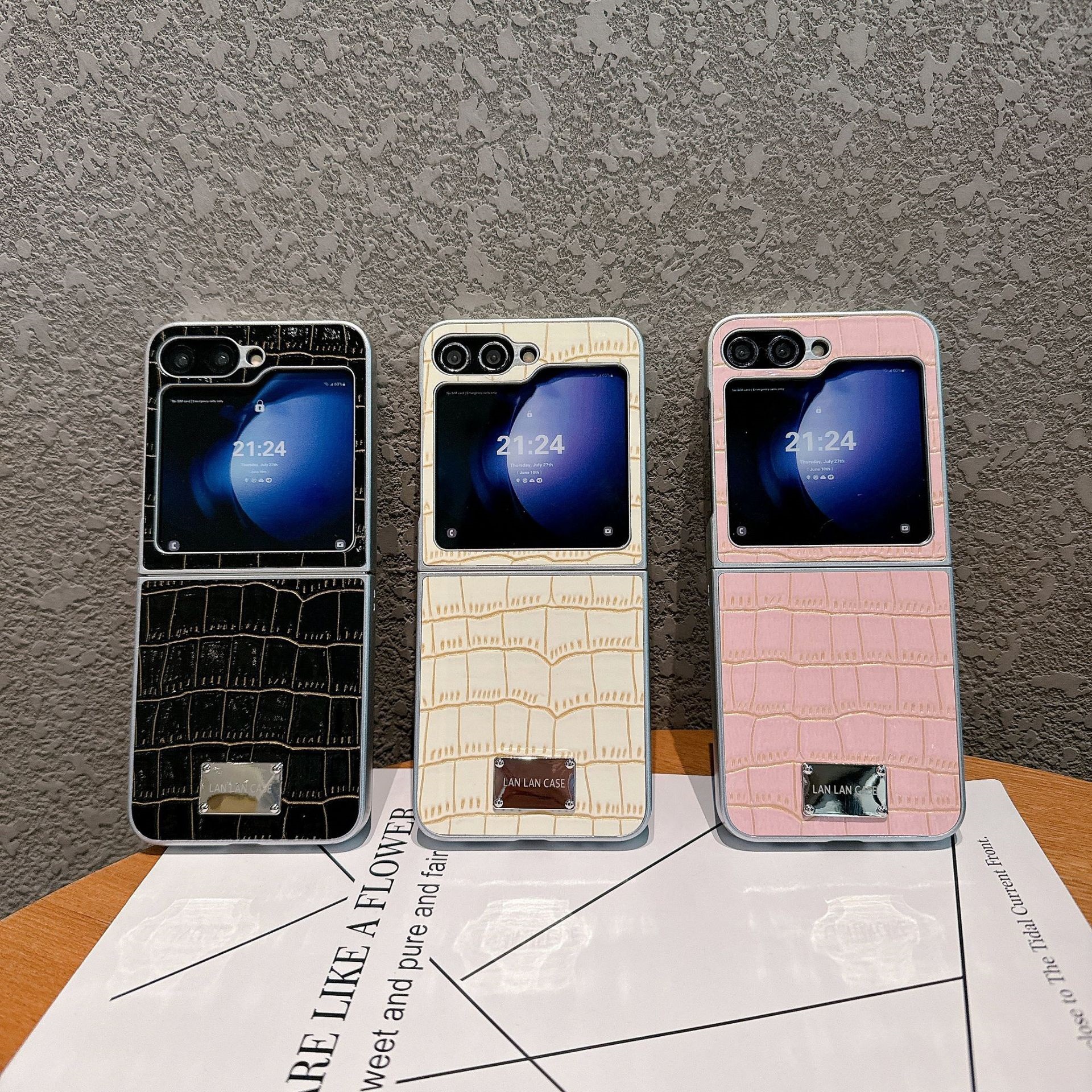 时尚鳄鱼纹适用Galaxy zflip3/4/5代折叠保护壳三星zflip6手机壳