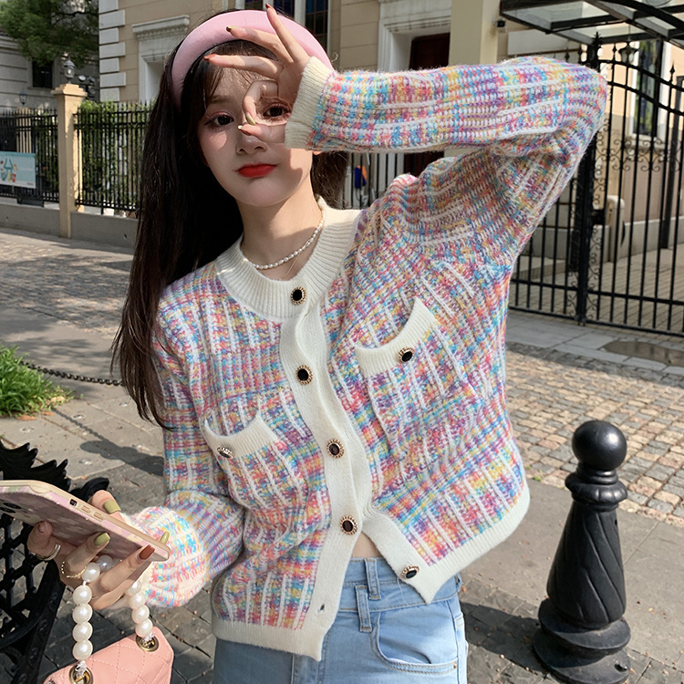 2023 Autunno Nuovo Moda Eleganza Cappotto Donna Stile Lazy Piccolo Girocollo Maglia Top_voghion.com