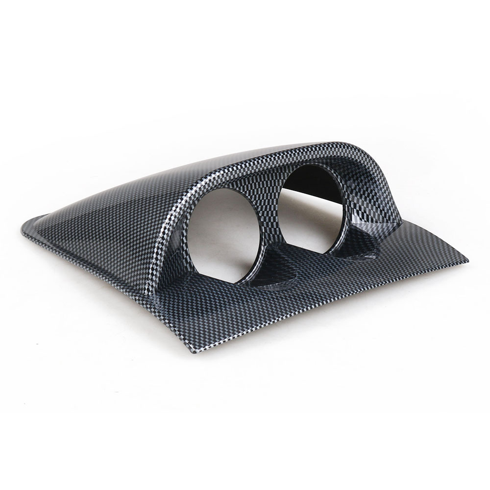 Car Modification Instrument Panel Cover 2inch Black Carbon Pattern 52mm Dual-Hole, Three-Hole, Four-Hole Instrument Panel Cover Stand