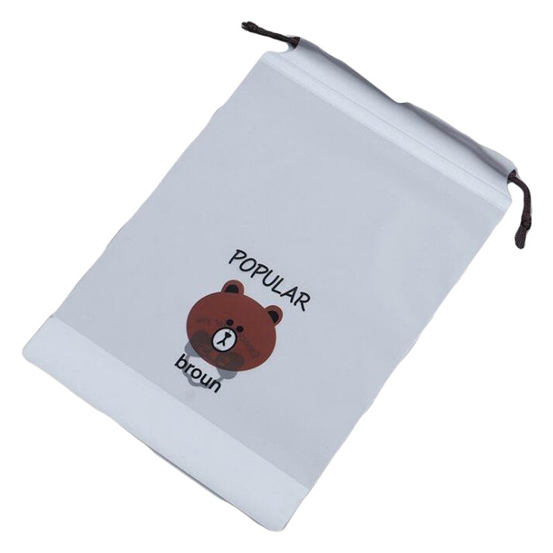 Bolsa de almacenamiento con cordón de oso PE con cordón impermeable bolsa de viaje translúcido simple bolsa de polvo en stock al por mayor