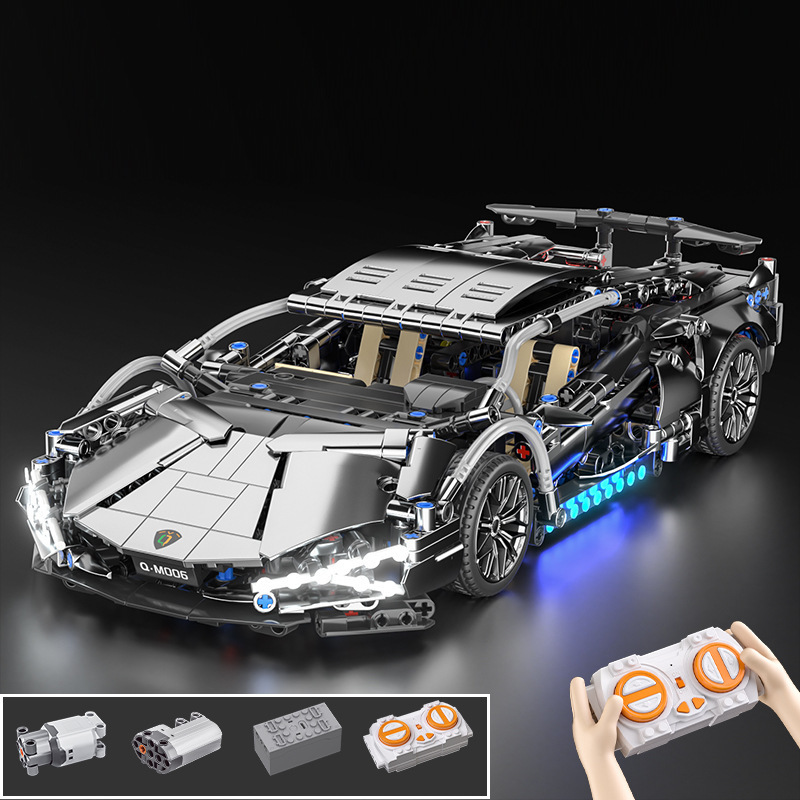 レゴランボルギーニ電気メッキシルバーカウパープルカウリモートコントロールスポーツカー男の子組み立てビルディングブロックおもちゃギフトクロスボーダー配送と互換性があります|undefined