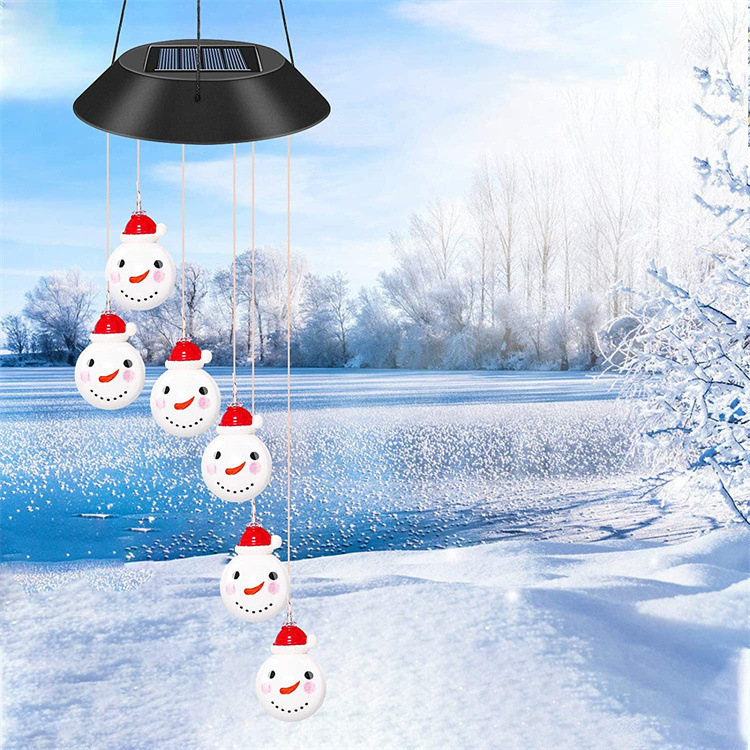 Amazon nuevo solar al aire libre LED de colores cambiantes paisaje patio decoración campanas viento muñeco nieve luces Navidad