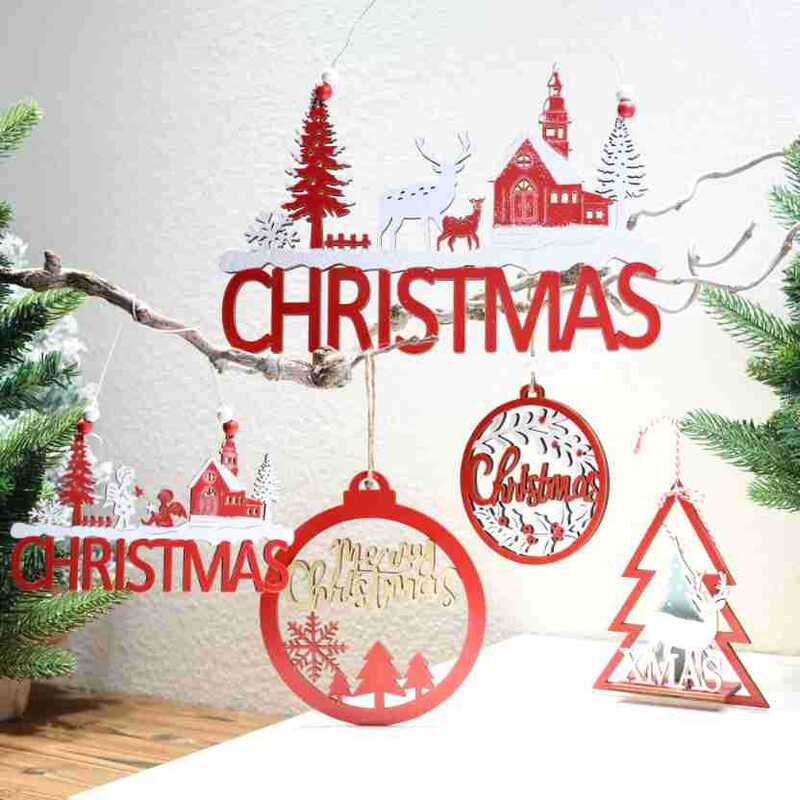 Cross-border Christmas simple wind red wood decoration listing DIY Christmas tree atmosphere layout props