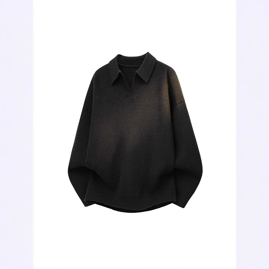 Men's Knitted Sweater, Lazy Style Sweater Jacket, Loose Lapel Sweater, Inner Layer, Can Be Worn Outside the Pullover