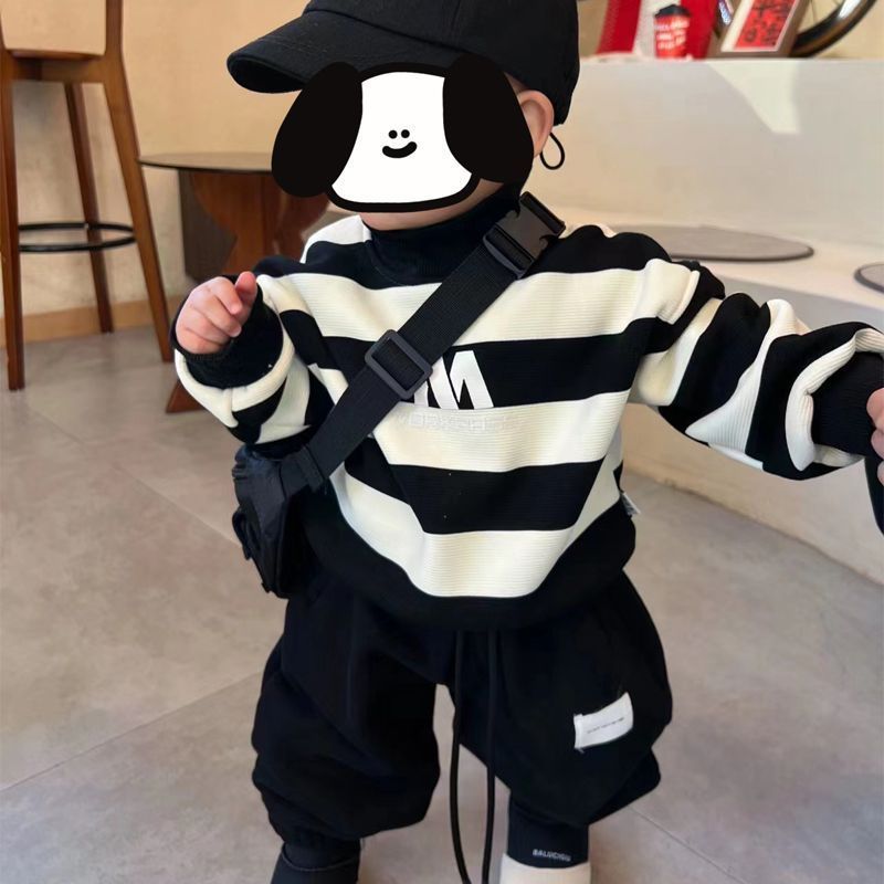 幼儿园男童套装秋冬季2025新款儿童洋气卫衣灯笼裤加绒两件套|undefined