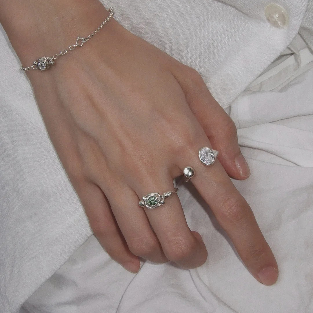 Damenring aus 925er Sterlingsilber mit Zirkonia-Diamanten, verstellbares offenes Design, exklusiver Nischenstil, stapelbar_voghion.com