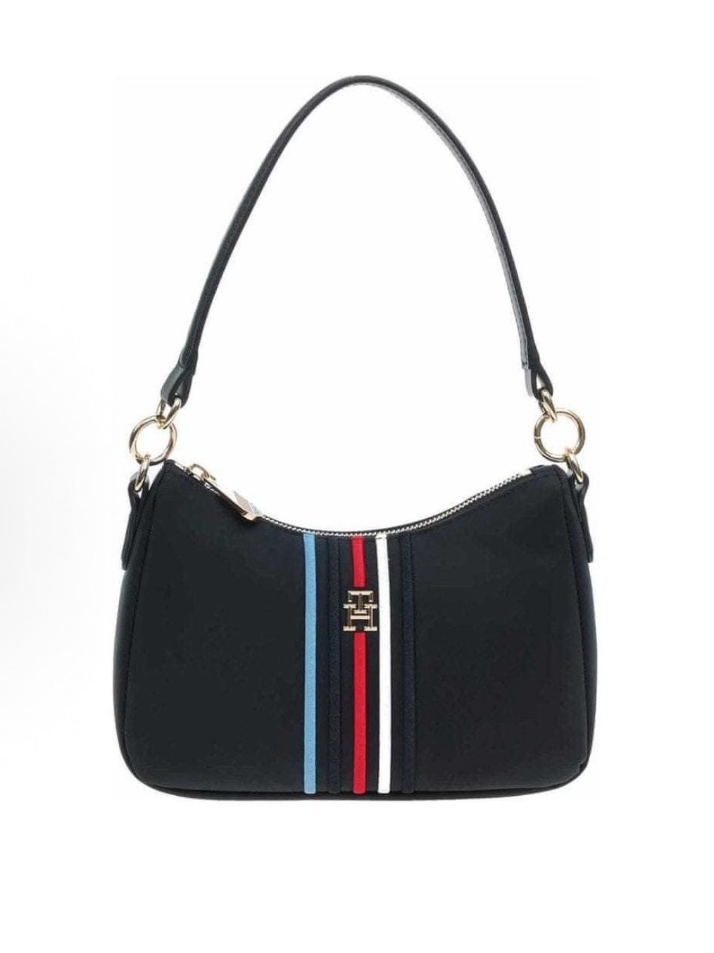 Tommy Qadın Zolaqlı Nylon Çiyin Çantası