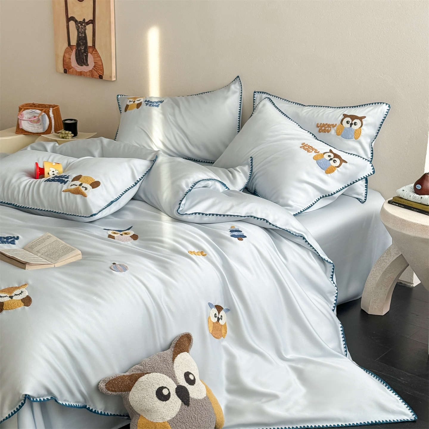 Summer Cool Ice Silk Quilt Cover Cartoon-style High-appearance Tencel Four-piece Set Summer, With A Natural Cooling Sensation, Silky Smooth For S_voghion.com