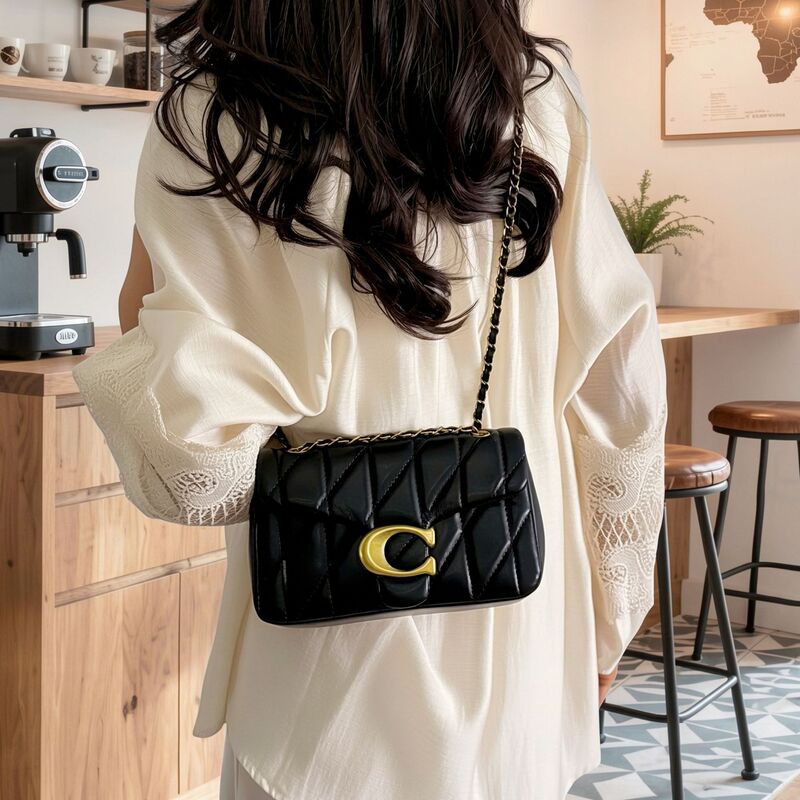 Koujia Small Chanel-Style Bag for Women, Quilted Chain Bag, 2025 New Versatile Small Square Bag, Single Shoulder Crossbody Bag