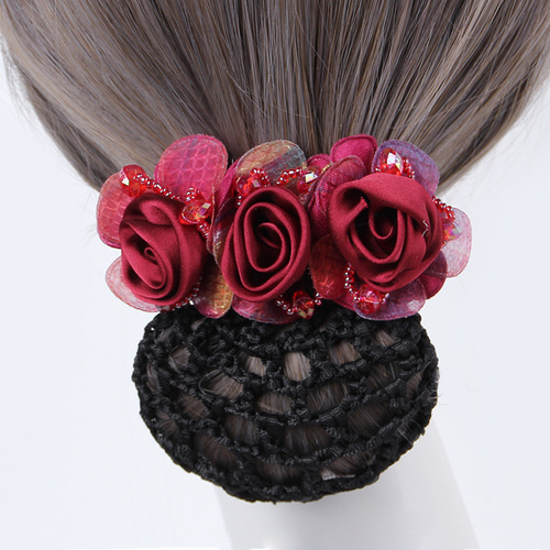 The same fabric, Korean version, Japanese and Korean silk yarn, simple flower mesh pocket head, flower top clip, hair accessories, high-end hair clip for mother