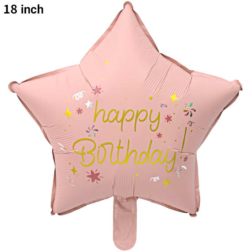 Nueva estrella de cinco puntas mate color retro feliz cumpleaños película de aluminio globo fiesta de cumpleaños decoración de escena globo al por mayor