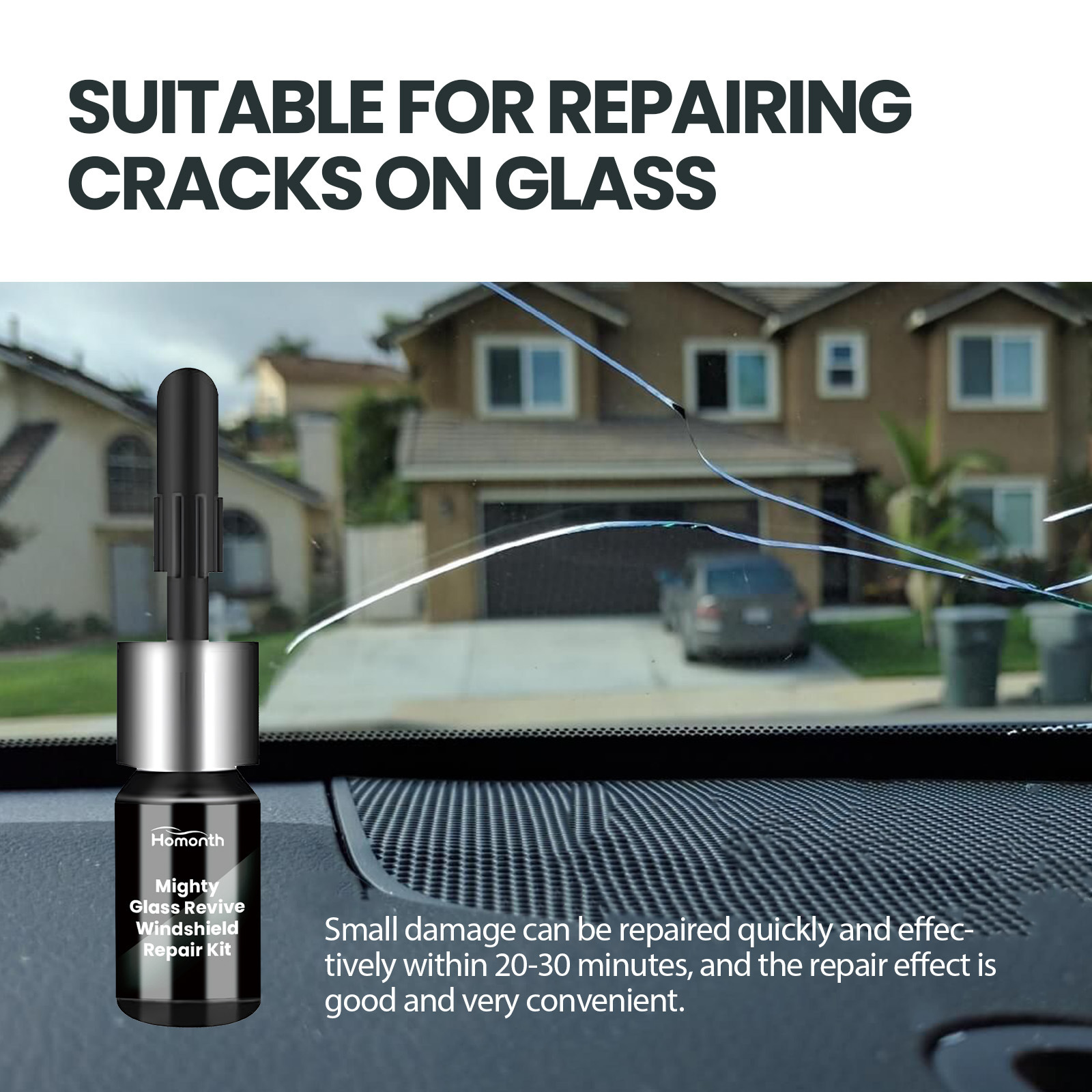 Homonth Windshield Care Kit Special Adhesive Liquid for Car Windshield Crack and Breakage Repair