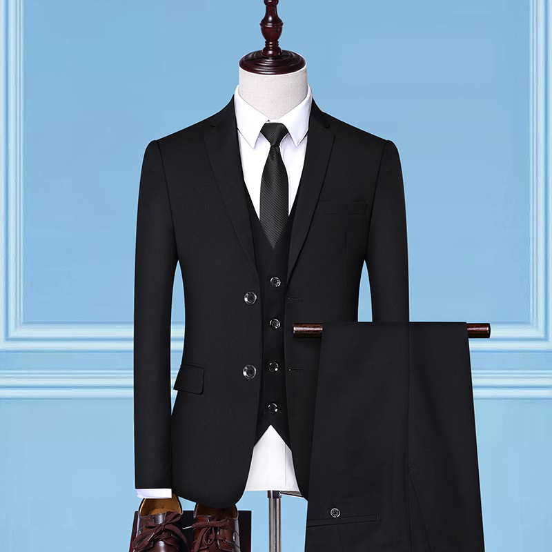 Men's Spring and Autumn Suit Men's Korean-style Slim-fit Three-piece Suit Men's Best Man Business Casual Suit Professional Dress