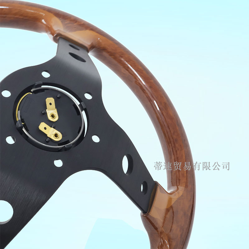 Hot-Selling Car Modification Momo 13-Inch 320mm Peach Wood Grain Steering Wheel Universal Large Concave Black Frame Racing Steering Wheel
