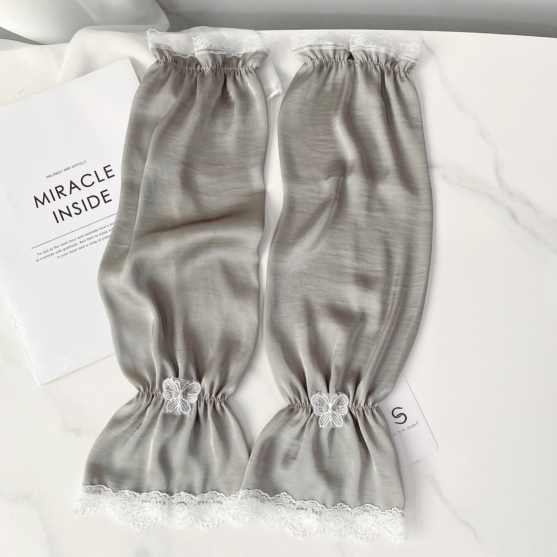 Color sólido protección solar ovisleeve verano de las mujeres suelta mariposa encaje brazo guardia mujeres al aire libre protección solar transpirable manga hielo