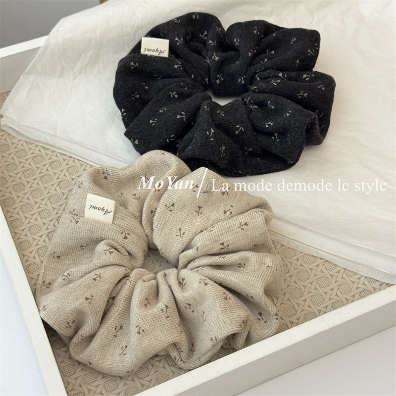 韩系小碎花针织大肠发圈高级感印花发绳复古气质马尾皮筋头绳头花