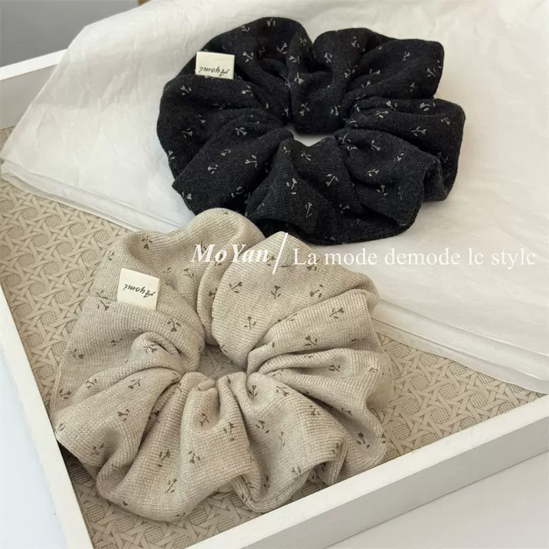 韩系小碎花针织大肠发圈高级感印花发绳复古气质马尾皮筋头绳头花