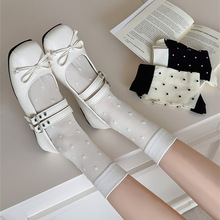 2025年袜子女春夏新款薄款波点女袜棉质透气中筒堆堆袜女