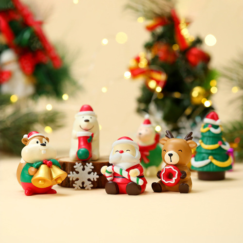 Christmas small animal gifts creative resin ornaments Christmas rabbit snowman old man elk desktop home living room decoration
